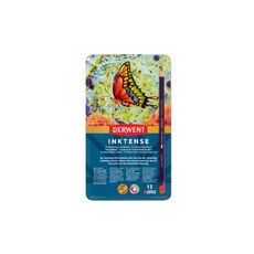 時代中西畫材 英國 Derwent 德爾文水墨色鉛筆套組 水溶性色鉛筆 鐵盒裝, 12色, 1個
