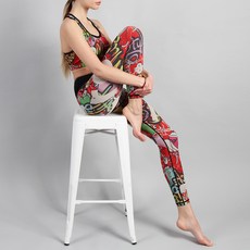 JoyHolly 塗鴉印花9分瑜珈褲