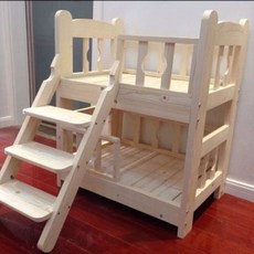 고양이 2층 침대 베드 벙커 우드 펫 휴식 강아지 해먹 M 길이 68x너비 48cm 10cm, M 68 x 48cm 5kg 이하, 1개, 직선 사다리 미포함