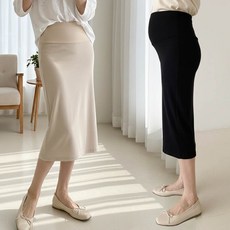 임산부 골지 롱 스커트 복대형 H라인 미디 임부복 오피스 만삭 직장인 중기 임부용 치마
