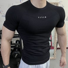 男士速干短袖T恤运动健身透气弹力圆领训练服户外跑步无缝紧身衣