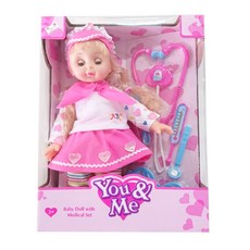 小胡玩具 14吋活眼女娃 醫具 嬰兒娃娃 寶寶照護組 扮家家酒 兒童玩具 (電子發票), 1個