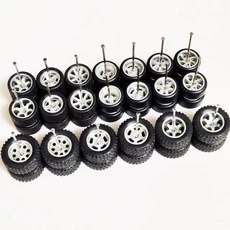 10 세트 11mm/12mm/13mm/14mm 1/64 합금 자동차 바퀴 HW/성냥갑/Domeka 용 고무 타이어 다이 캐스트 모델 S, 18 silver mix set