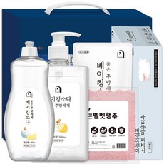 오늘의쉼표 세제 선물세트 답례품 베이킹소다 레몬 58호 (주방세제 3P+각미용티슈+벨벳행주), 1개