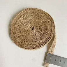 플랫 땋은 황마 코드 삼베 리본 Macrame 수제 DIY 공예 용품 홈 장식을위한 천연 대마 로프 꼬기 문자열 리, 01 width 12mm, 1개