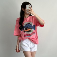 비토샵 여성 월드챔프 빈티지 박스 반팔티 오버핏 루즈핏 빅사이즈 면100 국내생산 워터밤 흠뻑쇼 페스티벌룩