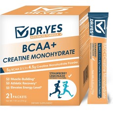 DR.YES 크레아틴 모노하이드레이트 파우더 4500mg 부스트 근력 근육 및 ATP 생산 케토 친화적 비-GMO 빠른 흡수 21개의 스틱 팩, 1세트, 10g