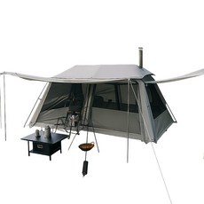 LUYOUQU 快開免穿骨露營帳篷5-8人家庭款 可購加車尾 雙層抗UV黑膠 原廠維修服務, 卡其色