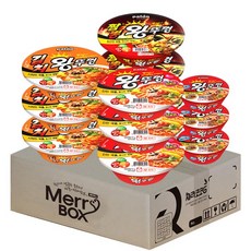 [메리박스]컵라면 세트 팔도 왕뚜껑 (왕뚜껑3+김치3+짬뽕3)+미니왕뚜껑3, 1박스
