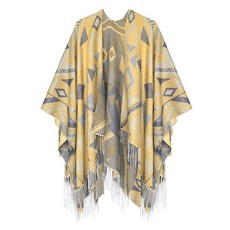 여성용 레트로 스타일 빈티지 패턴 태슬 판초 숄 케이프 랩 여성용 시리즈 4-레드 142187, 시리즈 5-옐로우