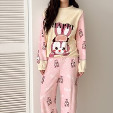 여성 귀여운 겨울 밍크 잠옷 파자마 상하의세트