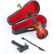 미니어처 바이올린스탠드 활 케이스 포함 미니 음악 악기 인형집 모델 홈 장식 3.15인치 x 1.18인치 0.59인치, 3.94"x1.57"x0.63"