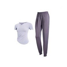 臺灣出貨 瑜伽服套裝女薄款透氣寬鬆運動健身服速幹上衣套裝晨跑步褲子跑步訓練速乾衣夏季薄款網紅顯瘦健身衣