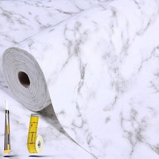 주방 캐비닛용 서랍 및 선반 라이너 비접착식 미끄럼 방지 이중 레이어 PVC 방수 쉬운 세척 드레서 욕실 냉장고용 나이프 줄자(43.2 x 6.1m(17 20피트) 블랙, 화이트 마블