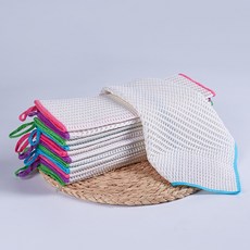 易清洗洗碗巾 木棉材質 蜂窩結構 家用洗碗布 可懸掛設計 耐用抹布 廚房清潔 彩邊設計+木棉蜂窝洗碗巾30*30CM 白+默认尺寸, 1個, 木棉蜂窝洗碗巾30*30CM  白:默认尺寸