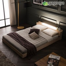 가구야 퀸 540 터치LED+USB 저상형침대, 내추럴오크, 03_7존포켓매트리스포함