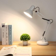 LED 테이블 램프 데스크 조명 촬영용 스탠드 라이트, 화이트 램프 + 5W 플리커 프리 + 베이스 + 클립, 전원 스위치 버튼