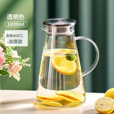 高級輕奢加厚冷水壺耐高溫水具套裝客廳待客玻璃涼水壺耐高溫防爆, 1個, 透明水壺1800ML(耐高溫)⚑✦:水壺一隻哦⚑✦, 1L