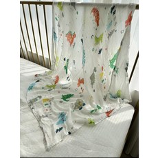 대나무 섬유 담요 여름용 소프트 쿨링 용, 1개, 이중층 공룡