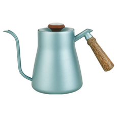 304不鏽鋼木柄細口手沖咖啡壺, 1個, 水壺, 850ml, 文青白