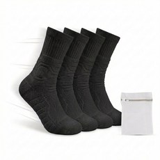 무브코어 스포츠 러닝 양말 남성용 쿠션 발목보호, 4개, 블랙