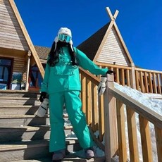 스키복매장 빅사이즈 여자 방수 스노우보드 스노우보드복, 민트 바지 K1002, 1개