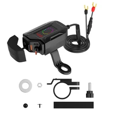 78W PD+QC3.0 오토바이 접이식 USB 충전기 12V 방수 퀵폰 충전기(30W 타입-C 케이블 포함 디지털 전압계, 01 78W with Voltmeter