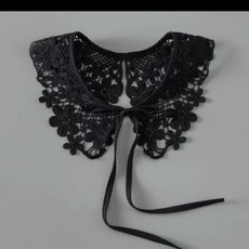 百搭假領DIY手工蕾絲自縫女衣領花邊輔料，自製減齡娃娃領，多款韓版蕾絲花邊可選, 梅花對領黑色系帶款 領圍約50厘米, 1個