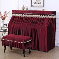 피아노덮개세트 유럽식 두꺼운 인테리어 개방형, 싱글 벤치 커버, 1개, 세나와인레드