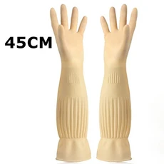 고무 설거지 장갑 재사용 가능 방수 가정용 긴 소매 여성 정원 세척 작업, 02 45cm Yellow, 02 M