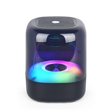 LADUTA 炫彩藍牙小音箱 無線便攜式音箱 七彩燈光 HiFi音質 U盤插卡 藍牙連接, 1套, 黑色七彩12*12*15cm