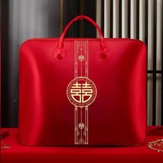 천 웨딩 선물 상자 휴대용 면 이불 보관 가방 방수 축하용, F. 더블 해피니스 [스틸 와이어 스타일]-H15