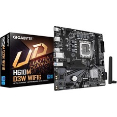 기가바이트 H610 D3W WIFI6 인텔 LGA 1700 마이크로 ATX 마더보드 14세대13세대12세대 프로세서 5+1+1 전원 위상 DDR5 1x .2 PCIe 4.0 x16