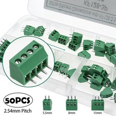 50PCS KF128 54mm 피치 PCB 연결 터미널 블록 효율적인 2P 3P 4P 마운트 와이어 스크류 키트