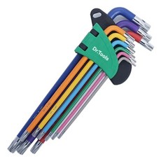 Dr.Tools 다목적 공업급 크롬 바나듐 스틸 컬러 육각 렌치세트, 1세트, 별렌치 M 9종 1세트, 별렌치 M 9종