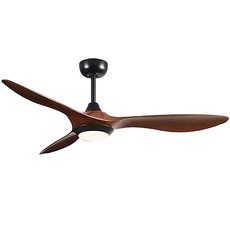 簡約現代全白色三葉吊扇 52吋 遙控LED三色變光 全銅電機ABS扇葉, CT299黑+胡桃木色ABS葉(吊杆款)變頻遙控+三色變光