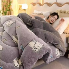 겨울 양털 이불 겨울 이불 단일 따뜻함 두꺼운 겨울 우유 품질의 이불 봄가을 이불심, 110*150 겨울이불 1.0kg (랜덤 패턴), 양면 벨벳 귀여운 강아지