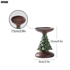 DFMEI 聖誕樹燭臺擺件美式復古櫥窗玄關樹脂裝飾聖誕節桌面禮品擺設, 聖誕樹燭臺-小號