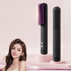 KIBOER 유선 빗 고데기 냉풍 고정 4단계 온도조절 110V~220V, 블랙