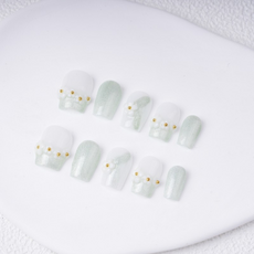 GUEFOON 珠褶皺色水晶美甲飾品, 1個, 青釉小菊（S）:如圖所示（8068）