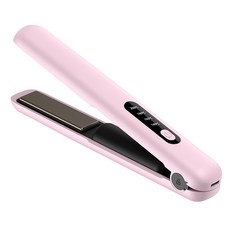 YONO 무선 휴대용 헤어 고데기 4단계 온도 조절 충전용 판고데기, 핑크