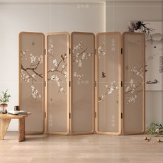 자수병풍 책가도 우드 5칸 3개세트 가로135cm 침실 소나무 호두 접이식, 형광노랑, 1개