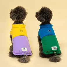 준성펫 투톤 벨크로 강아지 패딩 조끼 하네스 애견 겨울 옷 아우터 소형견 중형견 반려견 의류, 1개, 옐로우