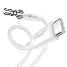 JSAUX USB C to 35mm 오디오 Aux 잭 케이블 아이폰 16 프로 맥스15 맥스 플러스 호환 33피트 타입 헤드폰 스테레오 차량용 삼성 갤럭시 S24 S23 아이패, 3.3ft, White-standard
