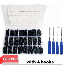 NBR O 링 씰링 개스킷 키트 내유성 범용 유압 배관 와셔 도장 자동차 배관 자동차 수리용, 3) 1200pcs with hooks, 3) 1200pcs with hooks