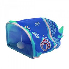 YSS 涼爽趣味鯉魚貓窩貓隧道 (水藍/酷黑/青草/粉紅) 寵物貓玩具 透氣涼墊, 水藍, 1個