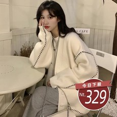 韓版慵懶風寬鬆針織外套 - 女裝上衣, 【J235】黑色