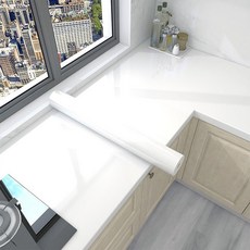 大理石紋廚房壁貼 櫥櫃家具翻新貼紙, 1個, 高雅純白,5米長*60CM寬