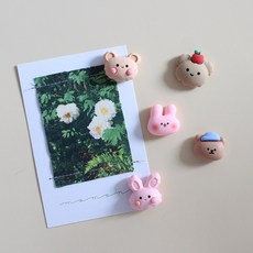 토끼와곰얼굴 5P set 냉장고 현관문 인테리어 자석 작지만 강력한 귀여운 마그넷, 토끼와곰얼굴 5pcs 세트 자석