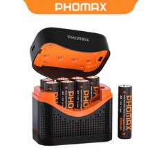 PHOMAX 스마트 리튬 배터리 충전기 충전함 8P 1.5V AA 4200mWh 배터리 포함 고용량 지능형 과충전 방지 PH-LED811, 1개
